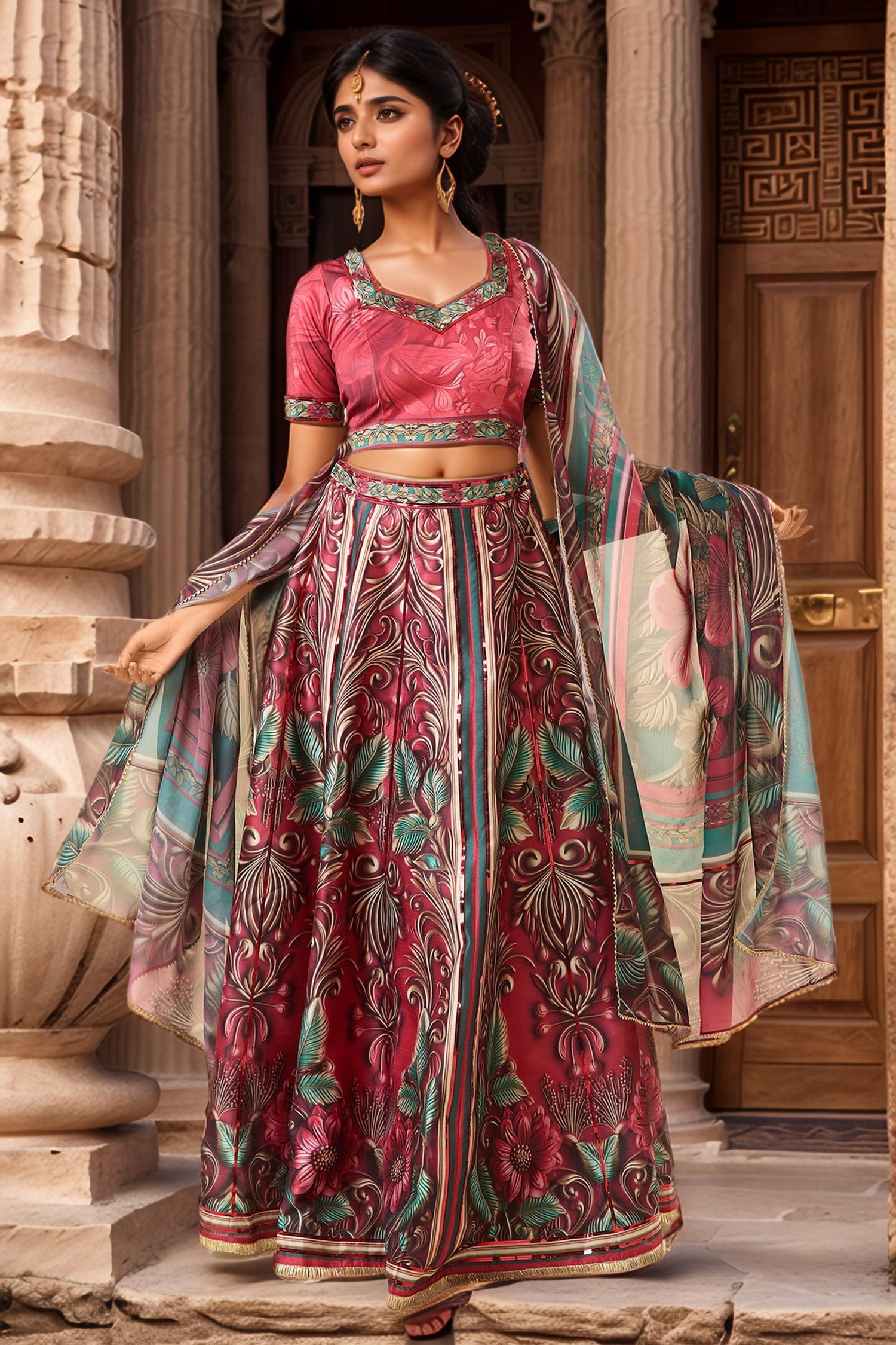 Tropical Print Lehenga Set 