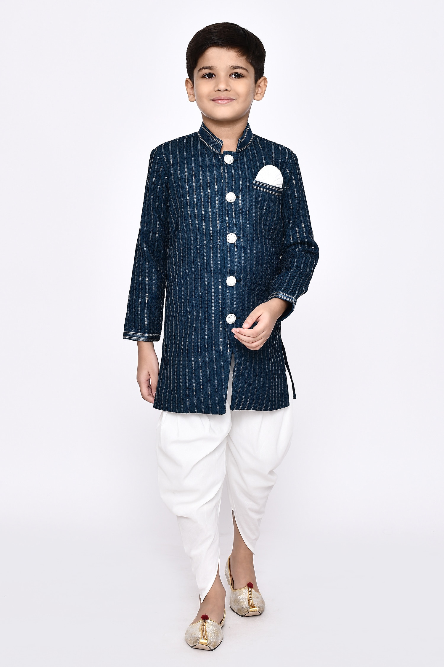 Sequin Threadwork Sherwani With Dhoti Pant 