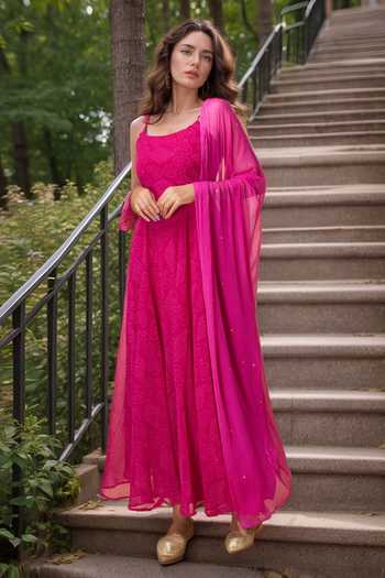 Bandhani Print Anarkali With Dupatta 