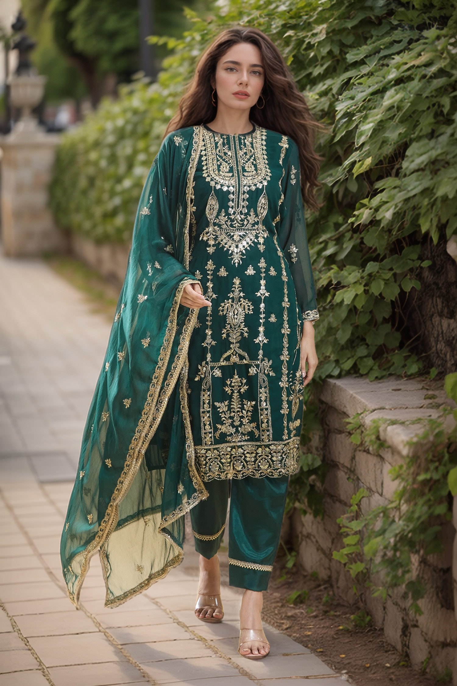 Zari Embroidered Kurta Pant Set 