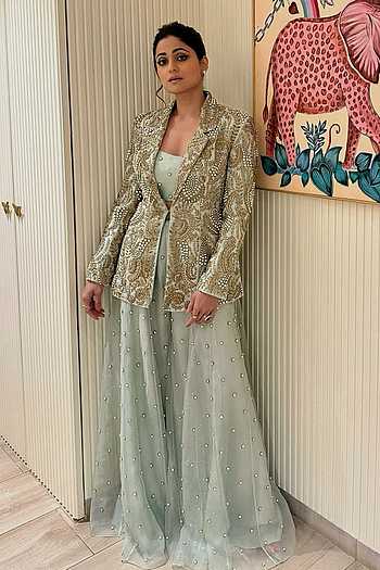 Shazia Embroidered Blazer Sharara Set
