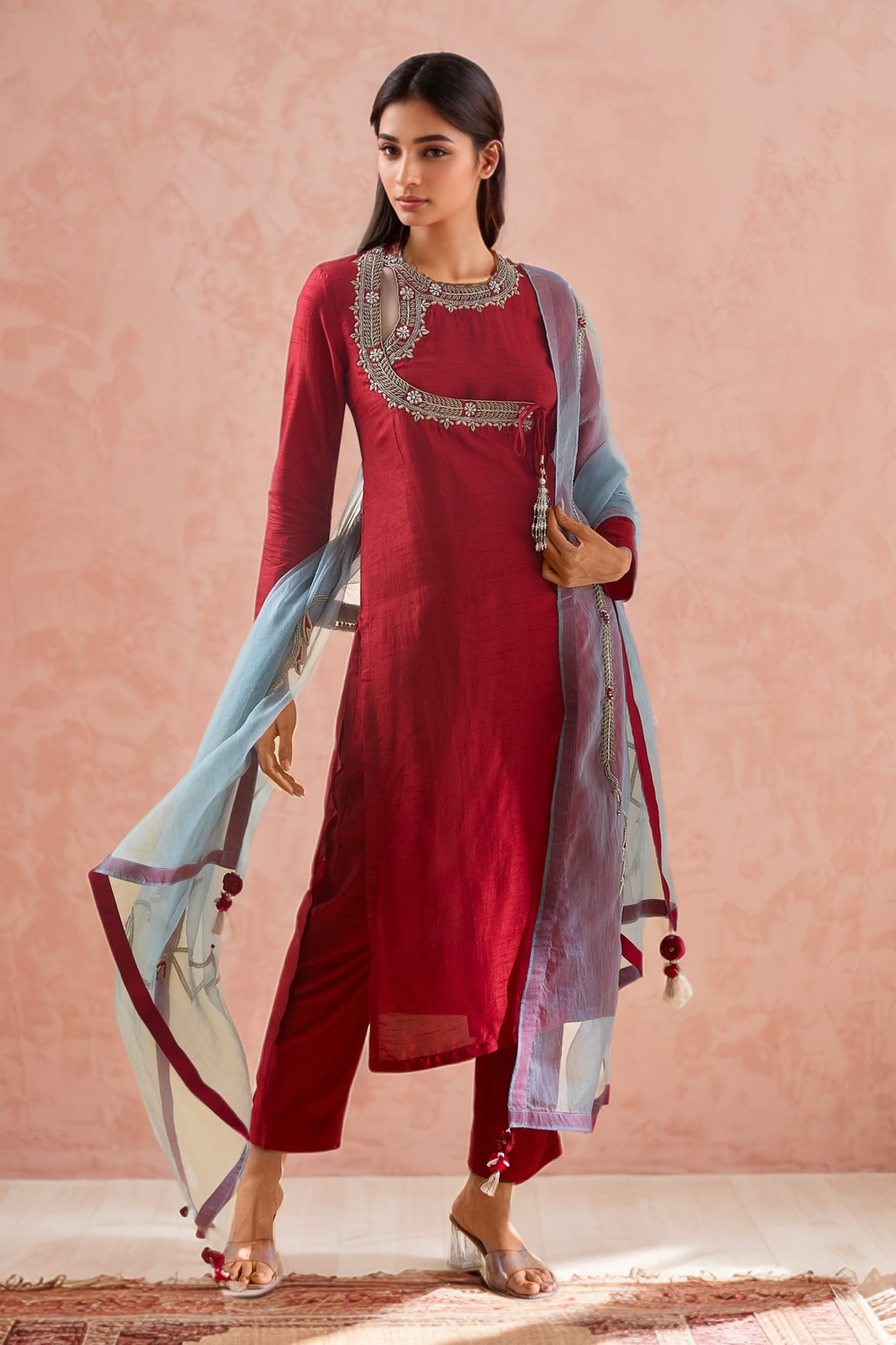 Floral Embroidered Kurta Pant Set 