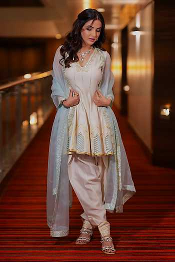 Gota Embroidered Peplum Kurta & Salwar Set