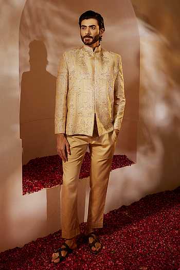 Gold Ambrosia Embroidered Bandhgala Set