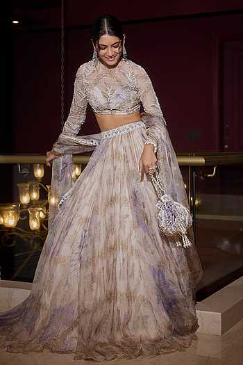 Gardenia Print & Embellished Lehenga Set