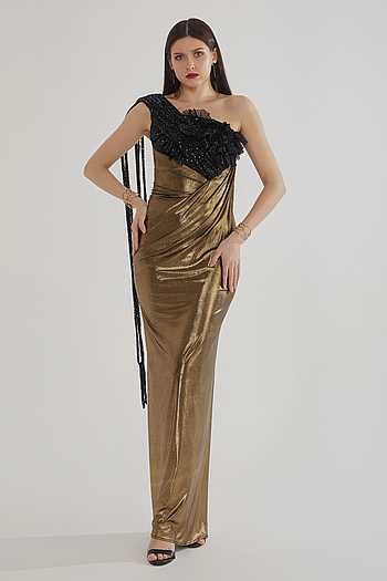 Gold Sequin One Shoulder Gown