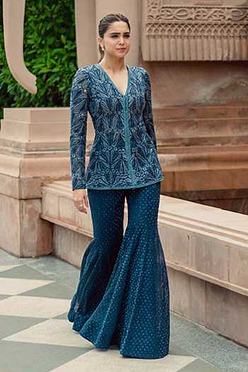 Iris Bloom Embroidered Jacket Kurta Set