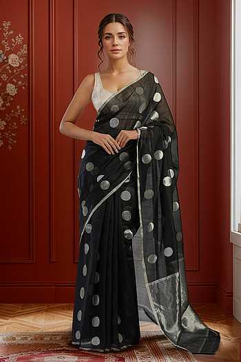 Zari Polka Dot Chanderi Saree