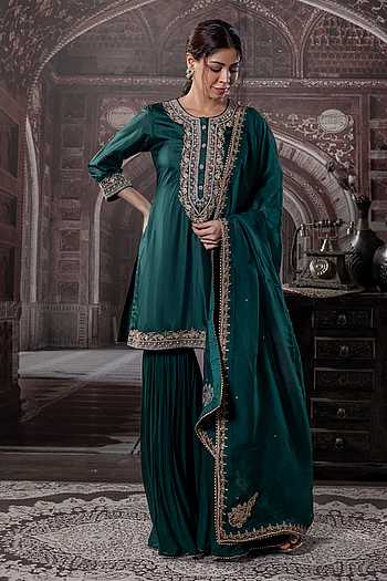 Kirandori Embroidered Kurta Gharara Set