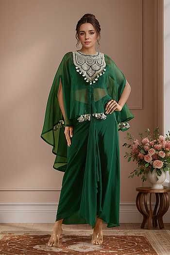 Geometric Resham Embellished Kaftan Set