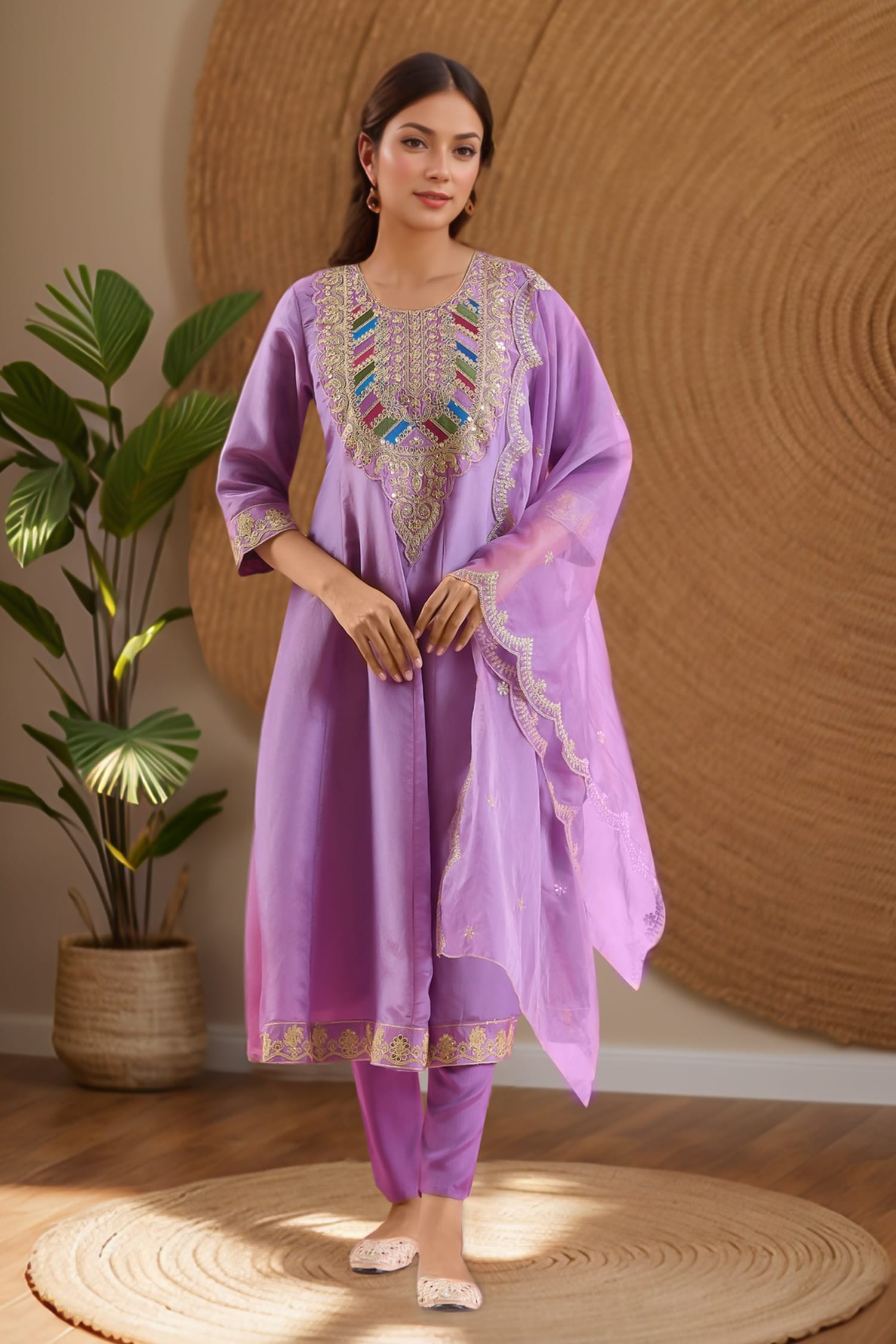 Embroidered Anarkali Set 