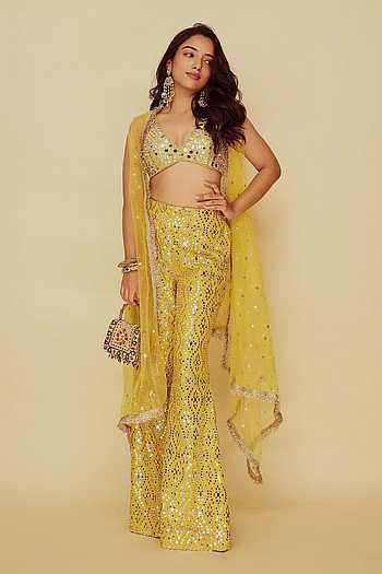 Mirror Embroidered Blouse & Pant Set