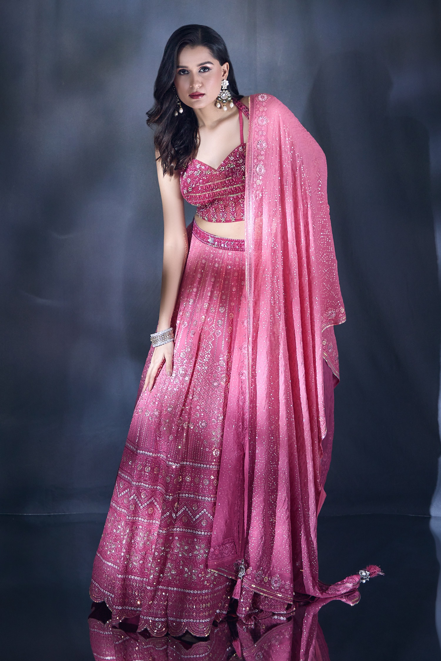 Embroidered Pink Lehenga Set 