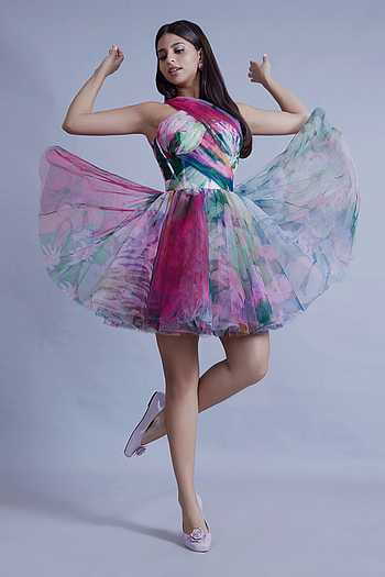 Dahlia Print Corseted Dress
