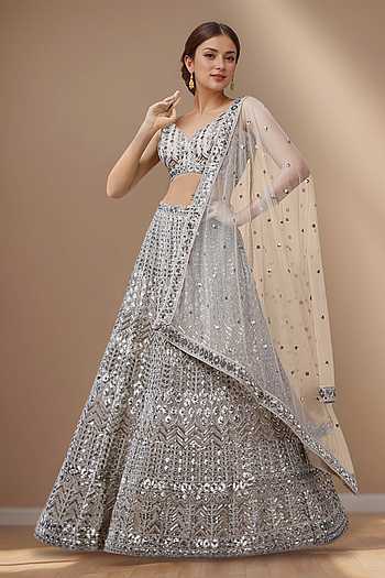 Geometric Embroidered Lehenga Set 