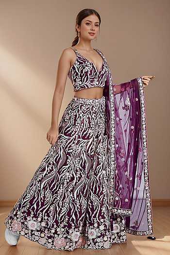 Floral Vine Embroidered Lehenga Set 