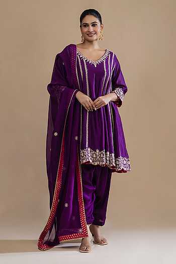 Pearl Aari Embroidered Choga Kurta Set