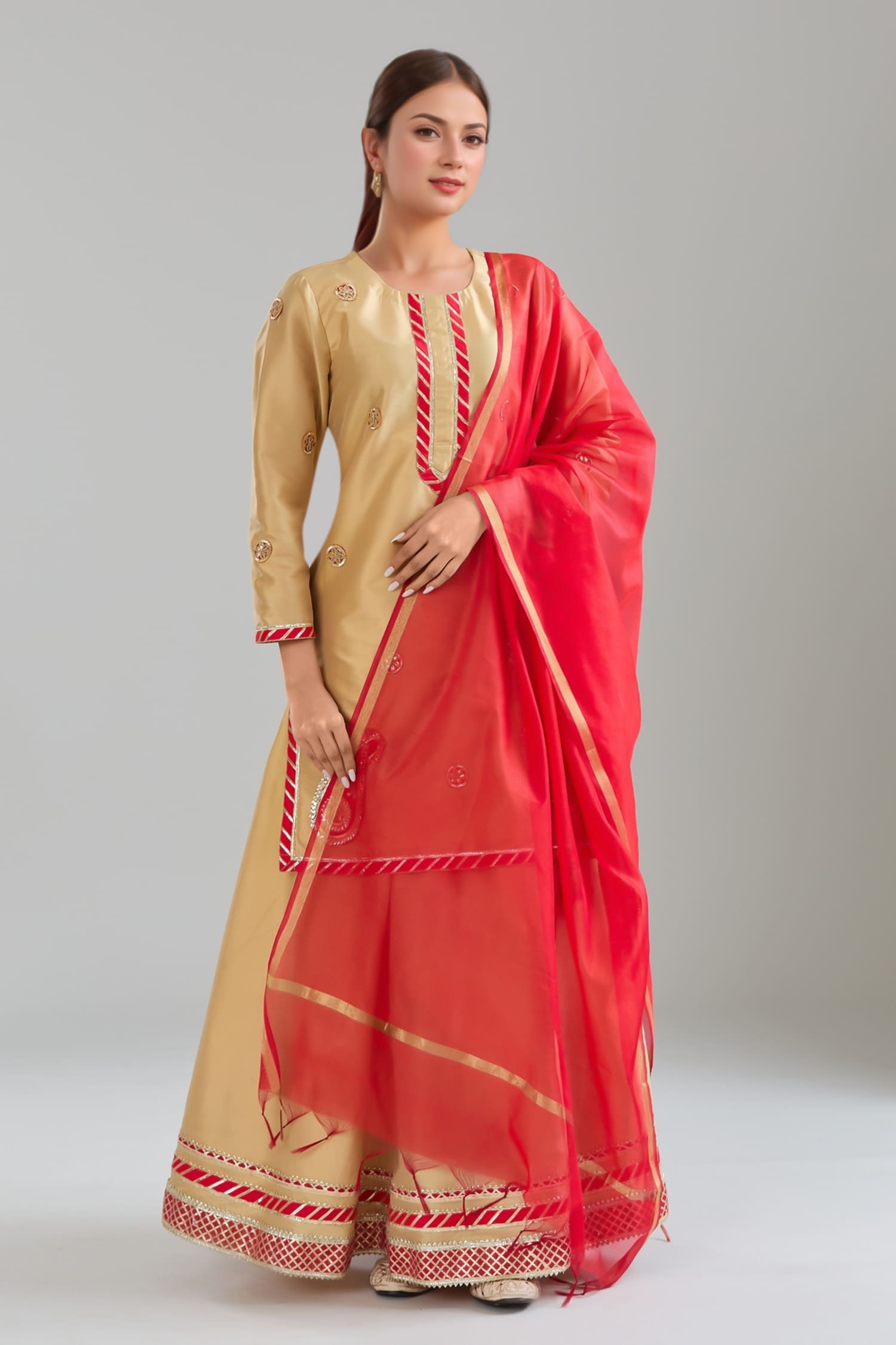 Flower Embroidered Kurta Set 