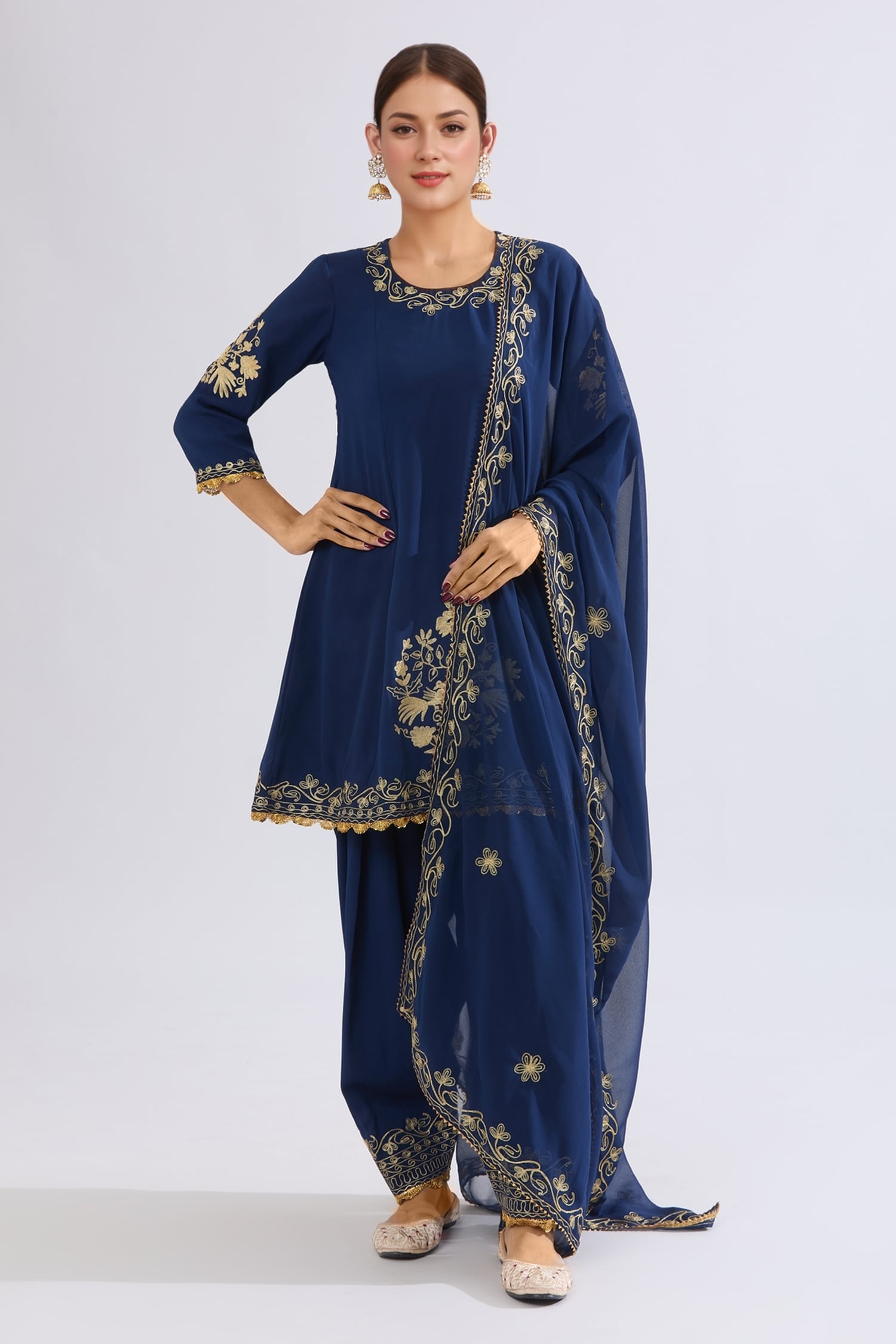 Blue Dori Embroidered Kurta Salwar Set 