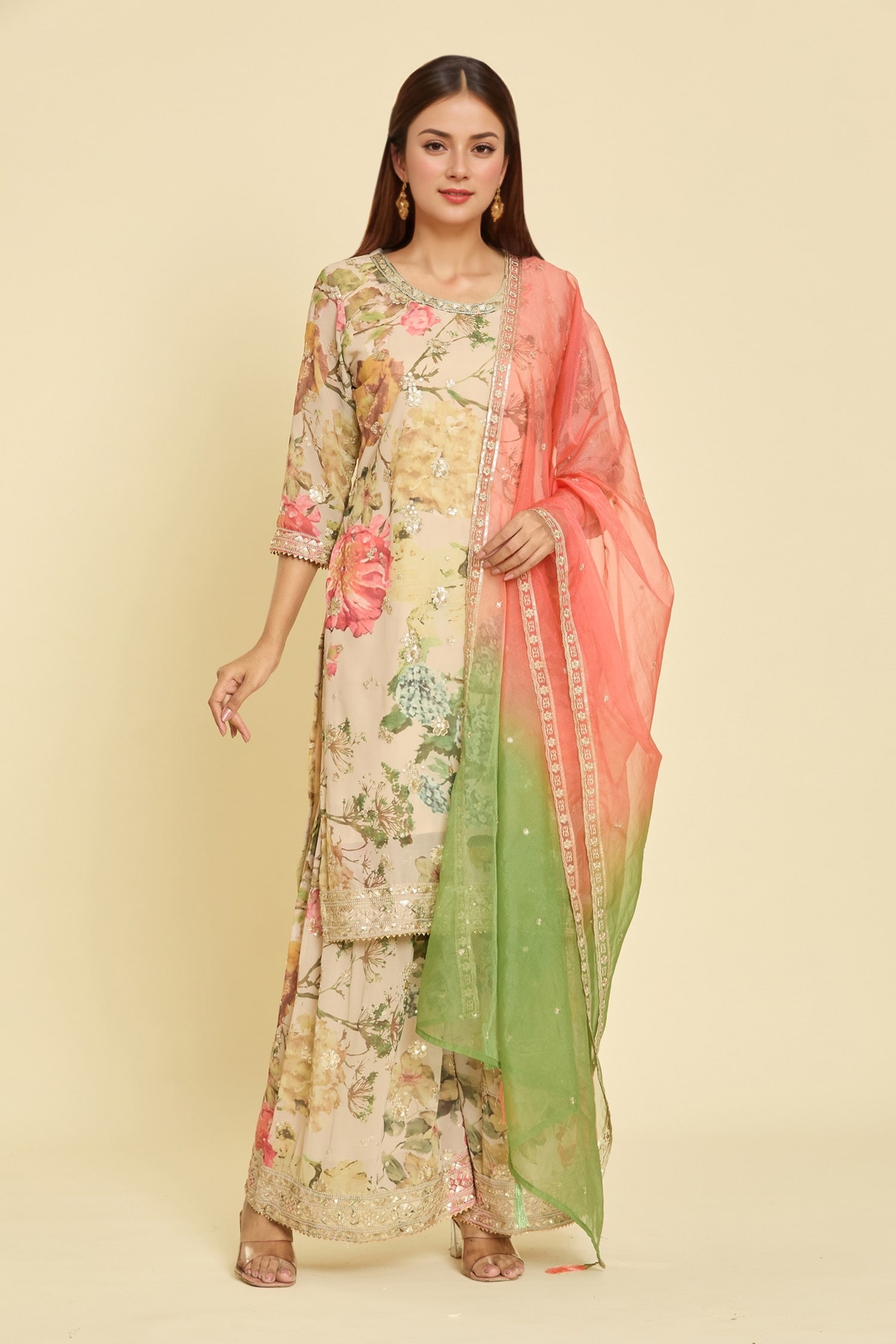 Flower Print Kurta Set 