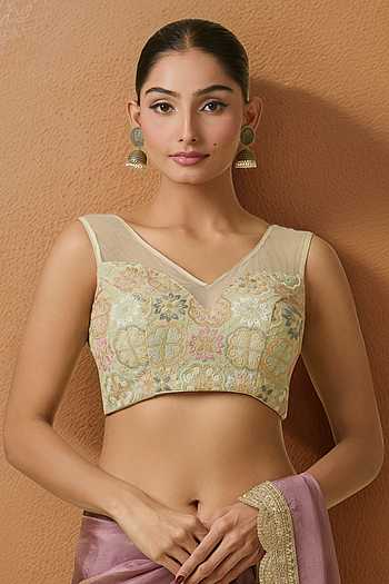 Floral Embroidered Padded Blouse 