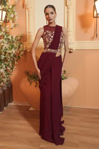 formal puja dress Radiance Red Anarkali Suit with Dupatta – Perfect Durga Puja & Karwa C –  subhvastra main image 1