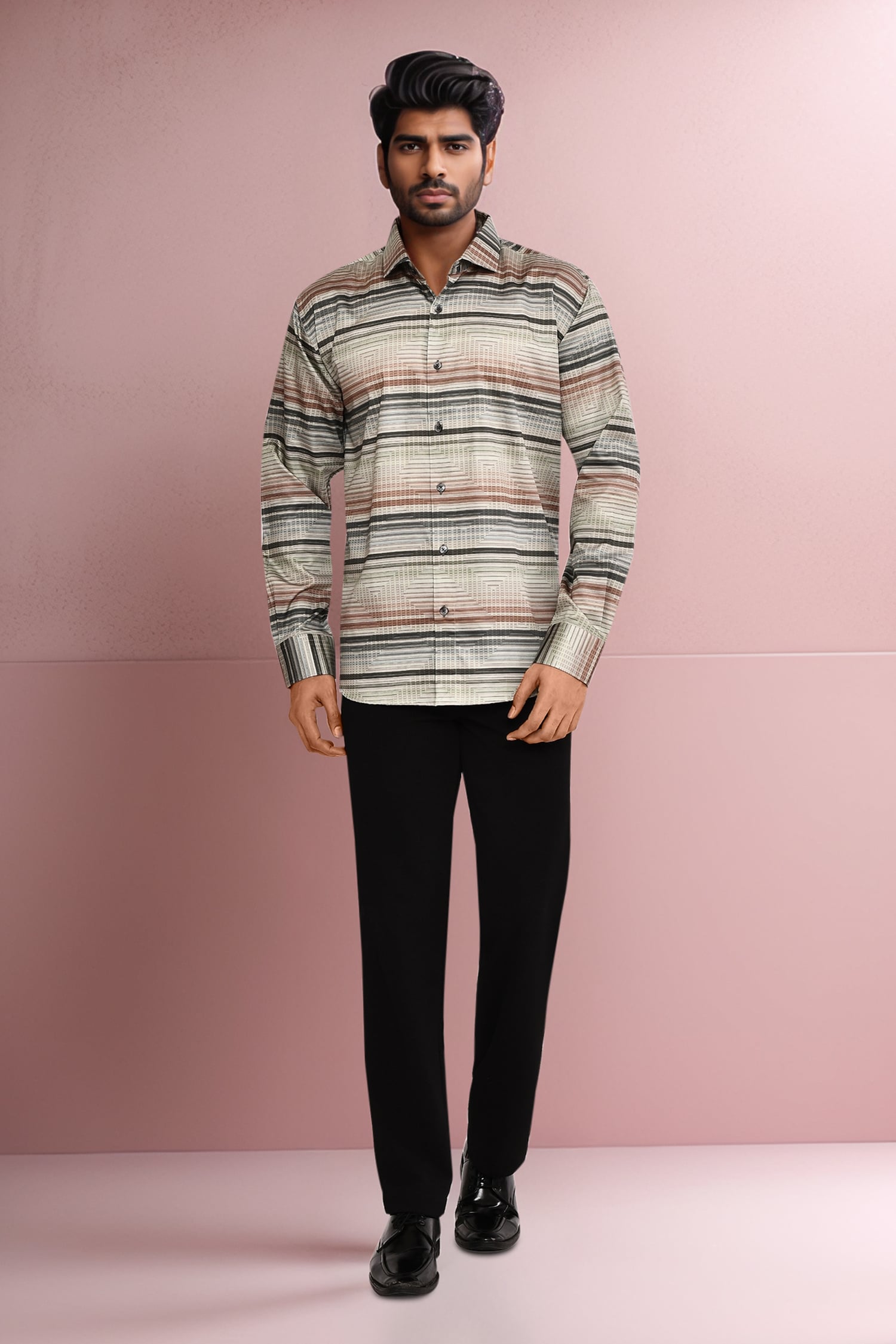 Multi Checkered Cotton Silk Shirt 