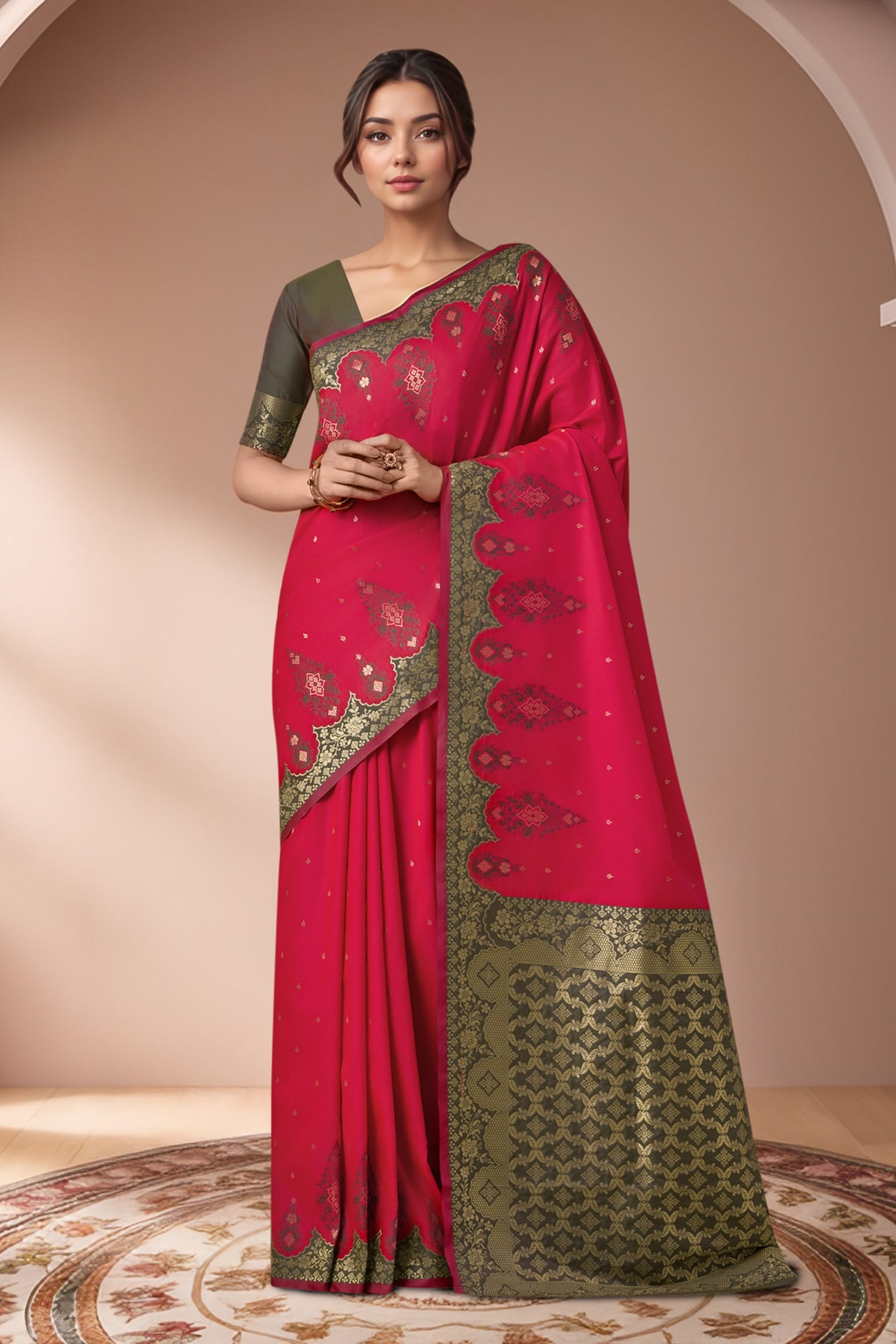 Pink Zari Woven Banarasi Silk Saree 