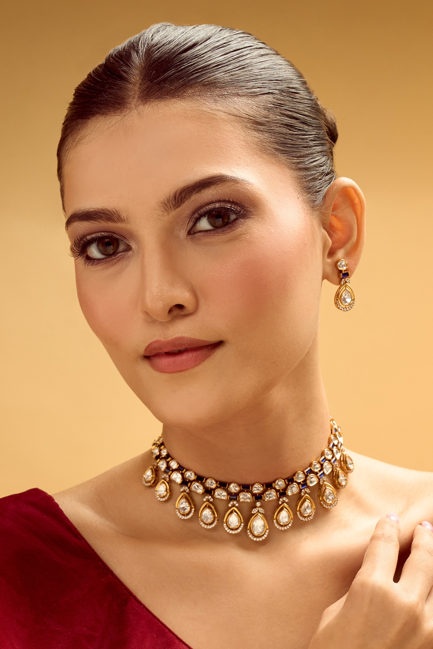 Blue Brass Necklace & Earring Set 