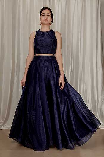 indian navy blue dress Long Indian Dress With Frill Mirror Hand Work Daman  www.soosi.co.in