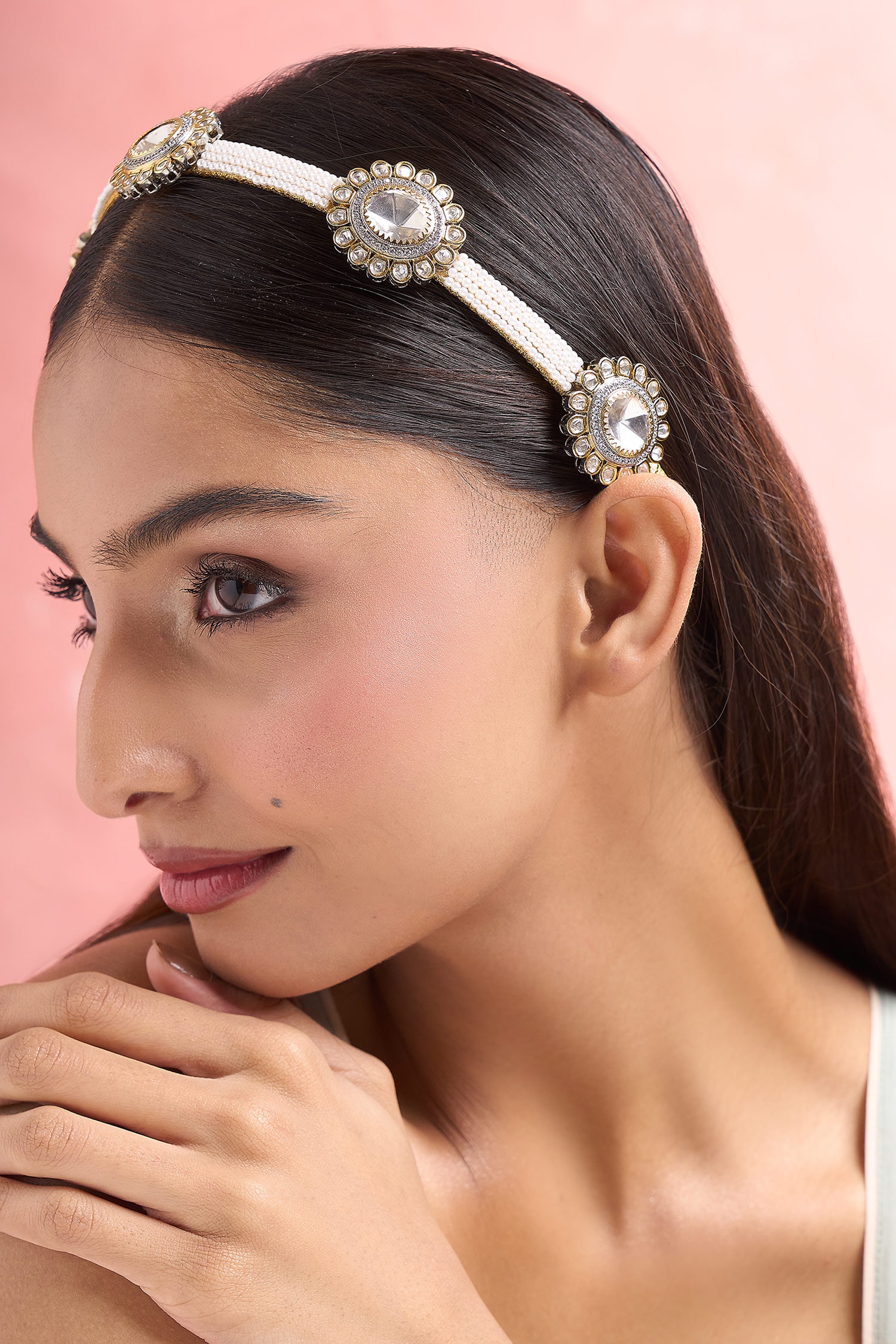 Polki & Japanese Pearls Hair Band 