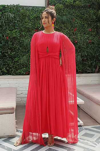 Draped Pleated Gown