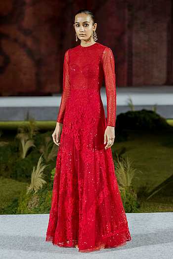 red lace dress online india Red Lace Midi Dress AaliyaIndia