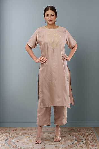 Brown Straight Kurta Set