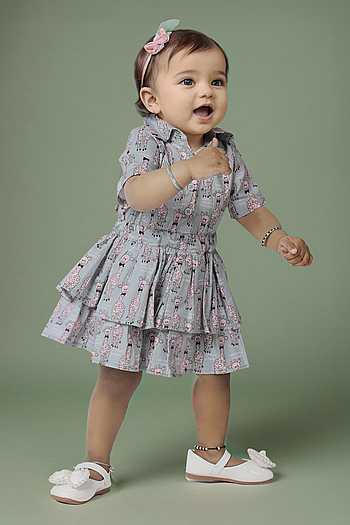 Tiered Giraffe Print Girls Dress 