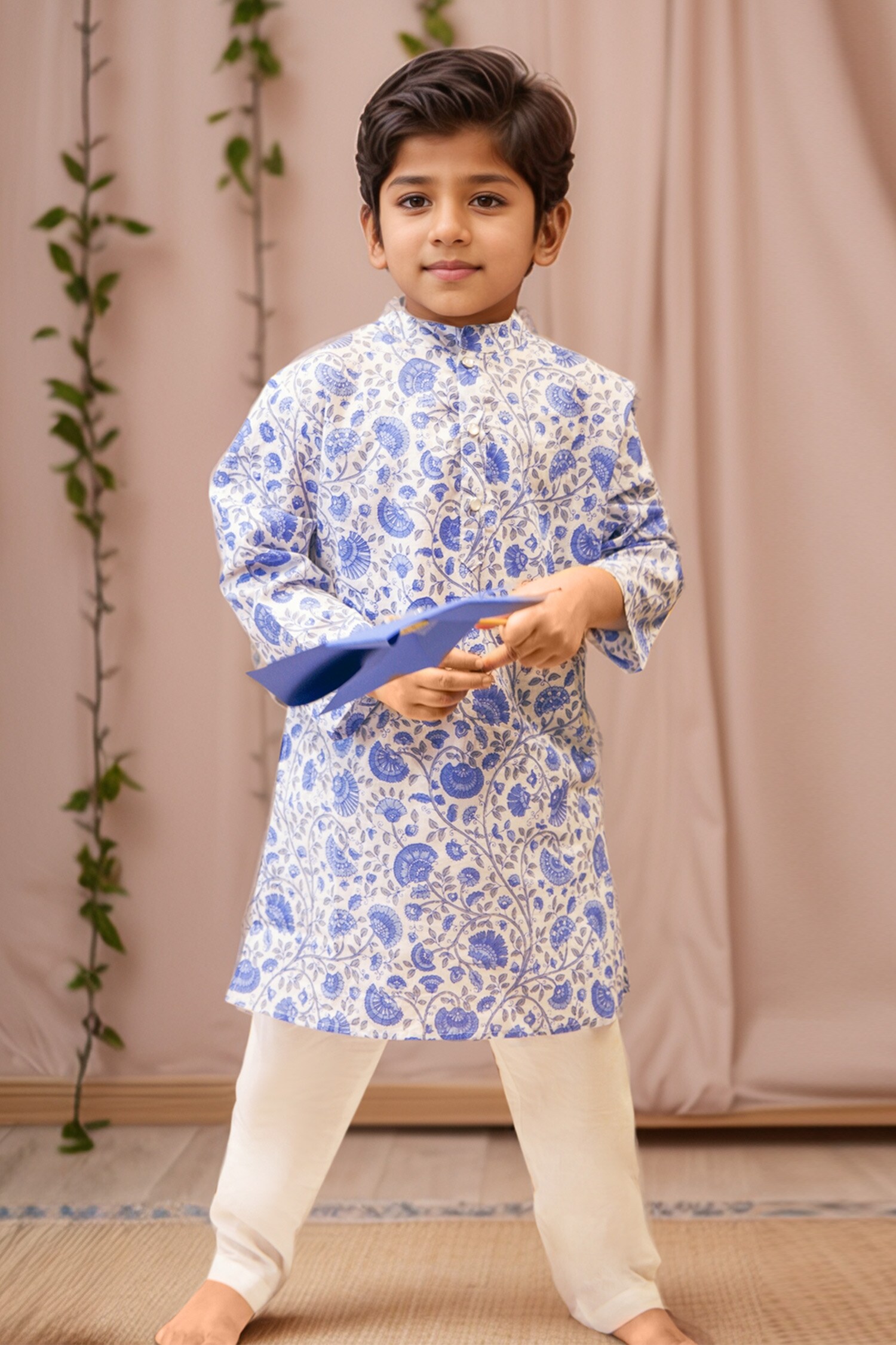 Floral Print Blue Kurta Set 