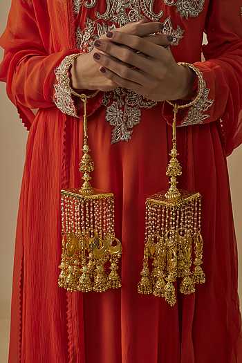 Gold Kundan Polki Kaleera Pair