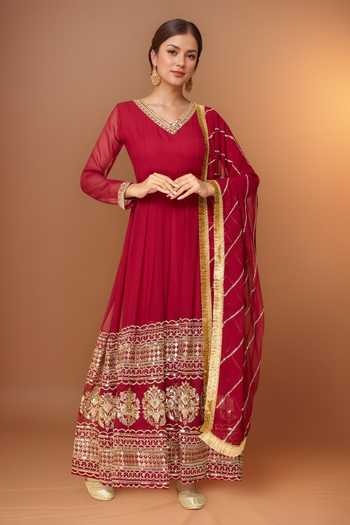 Gulbahar Zari & Sequin Embroidered Anarkali With Dupatta 