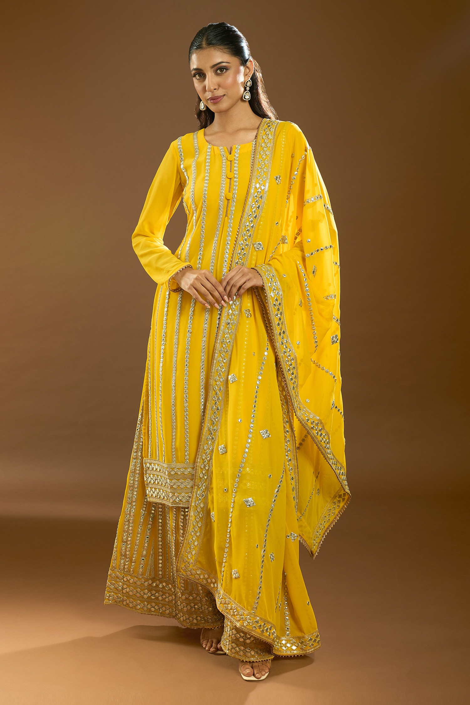 Gota Patti Striped Kurta Palazzo Set 
