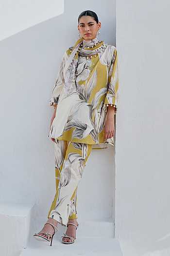 Mustard Bloom Kurta Pant Set