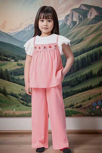 Salmon Pink Peplum Top & Pant Set 