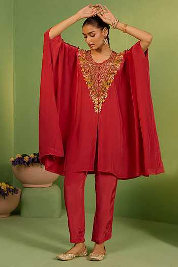 Moraya Rust Red Kaftan Set