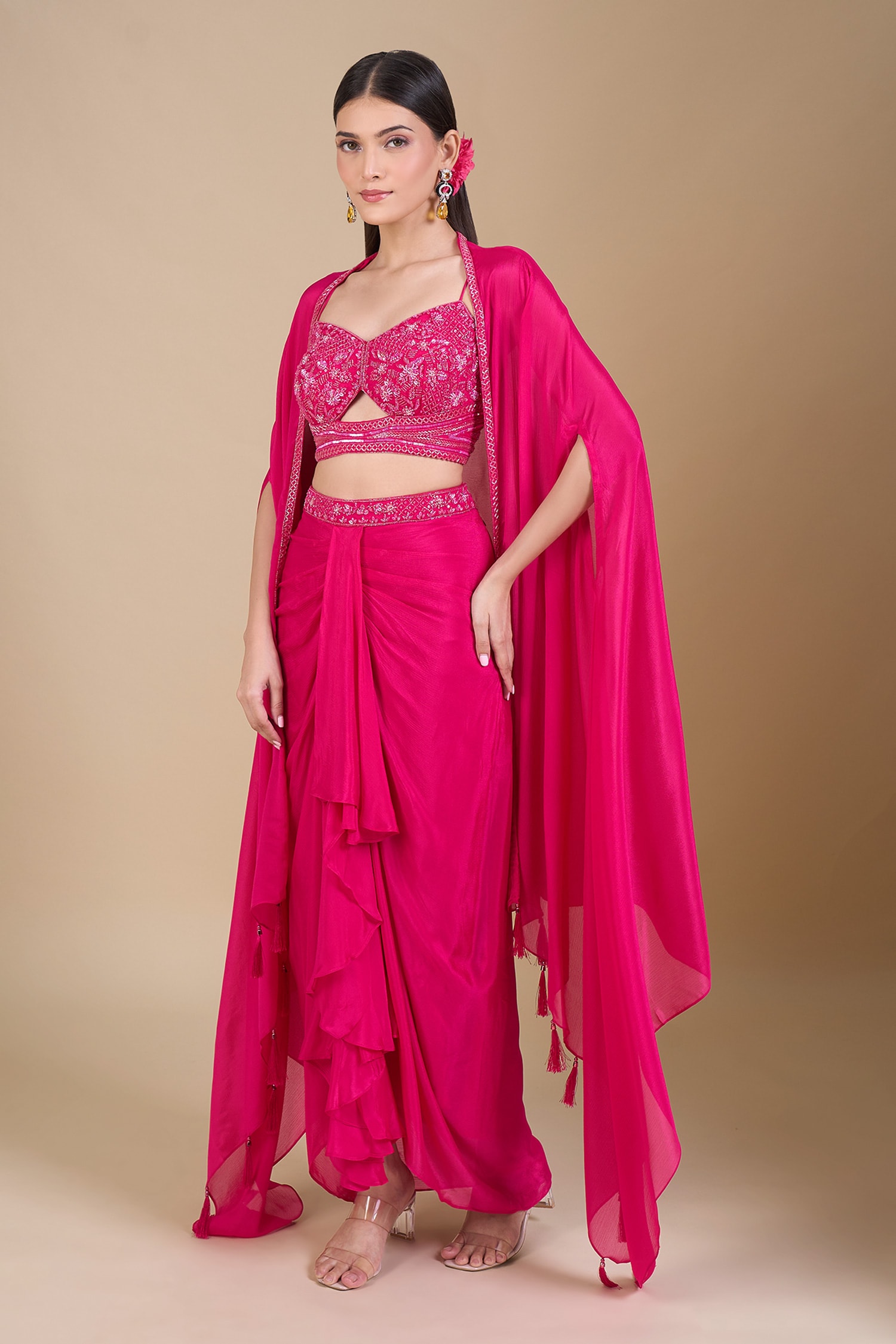 Magenta Hand Embroidered 3-Piece Set 