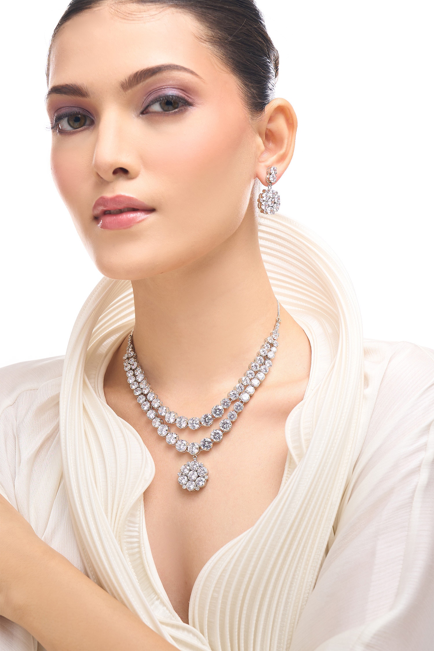 White American Diamond Jewelry Set 