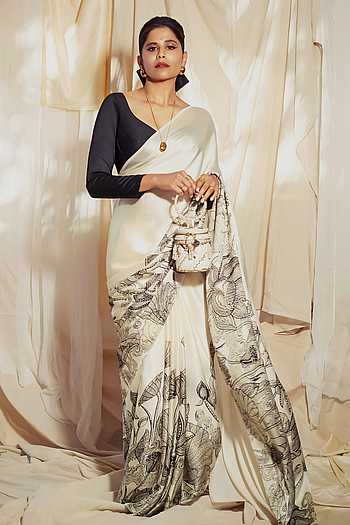 Kantha Mandala Print Saree With Blouse