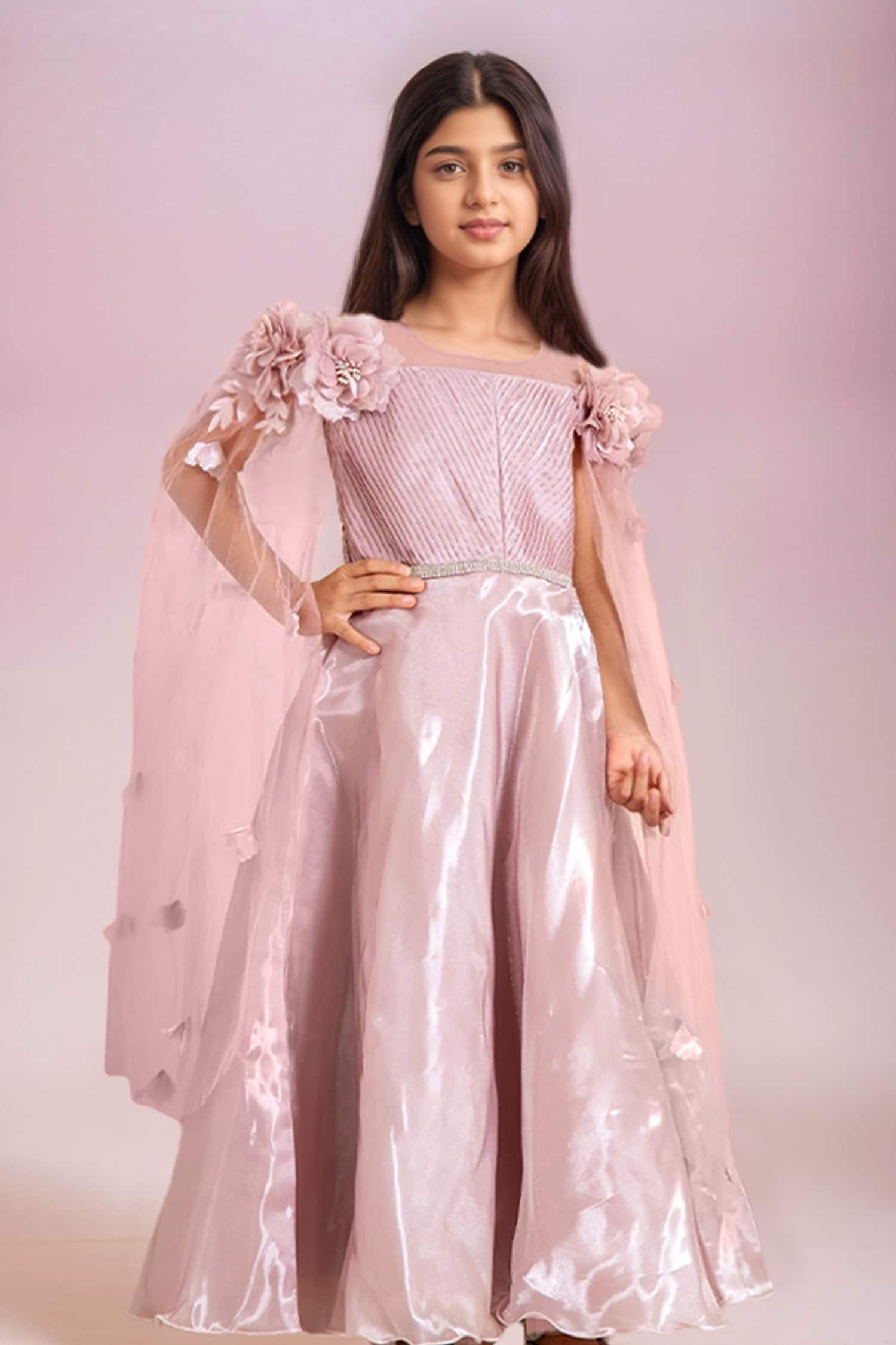 Designer Pink Satin Gown 