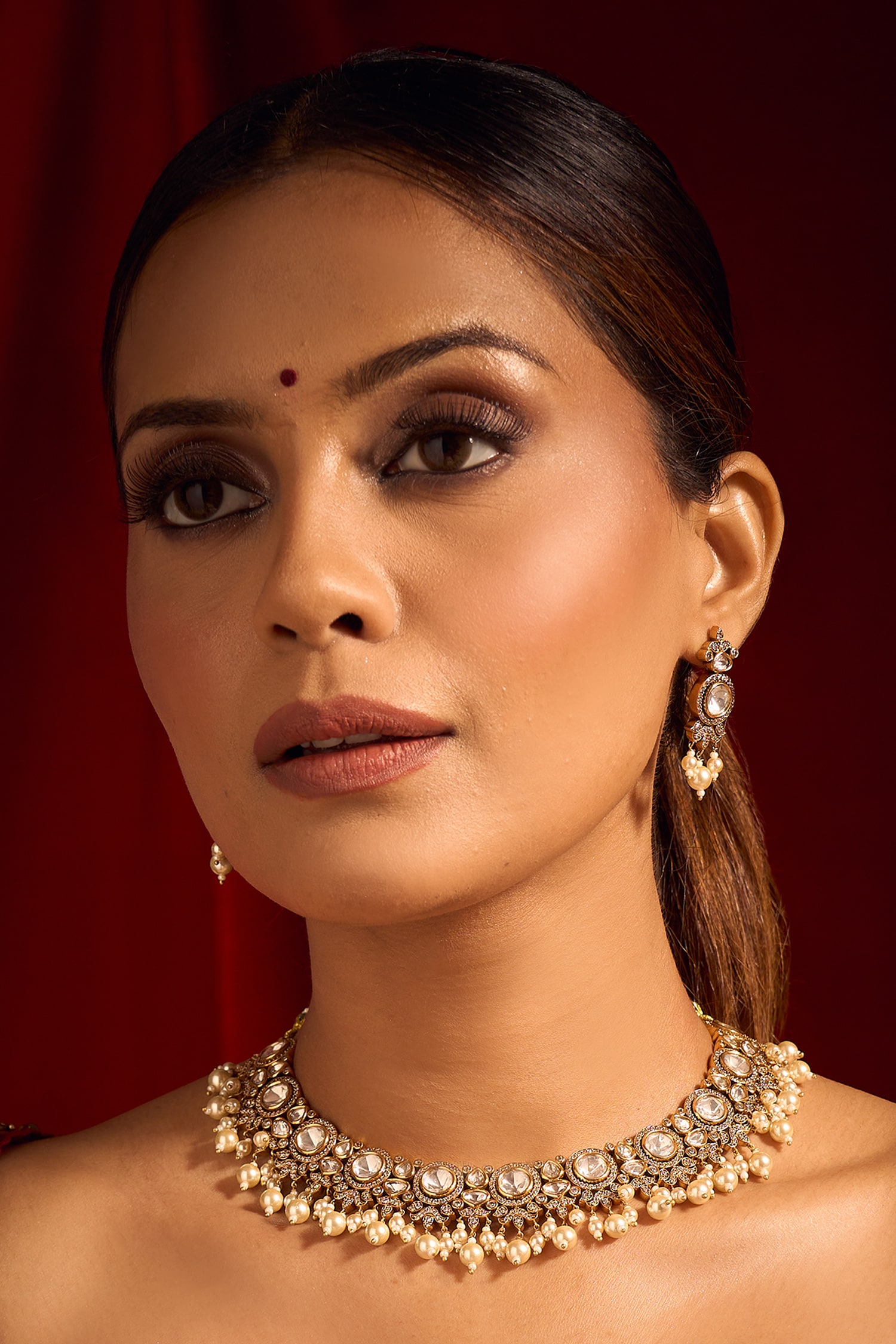 Kundan Work Necklace & Earring Set 