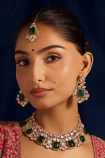 Kundan Green Necklace Set 