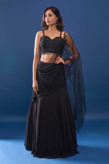 Black Sequin Embroidered Lehenga Set 