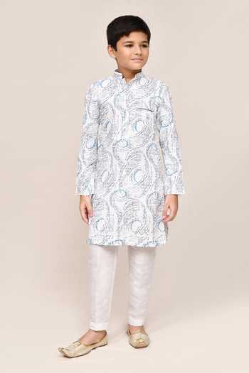White Full Embroidered Kurta Pant Set 